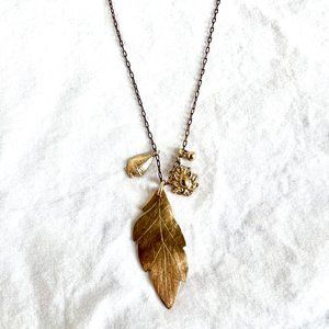 Maya Brenner Leaf Charm Necklace - Gold Vermeil